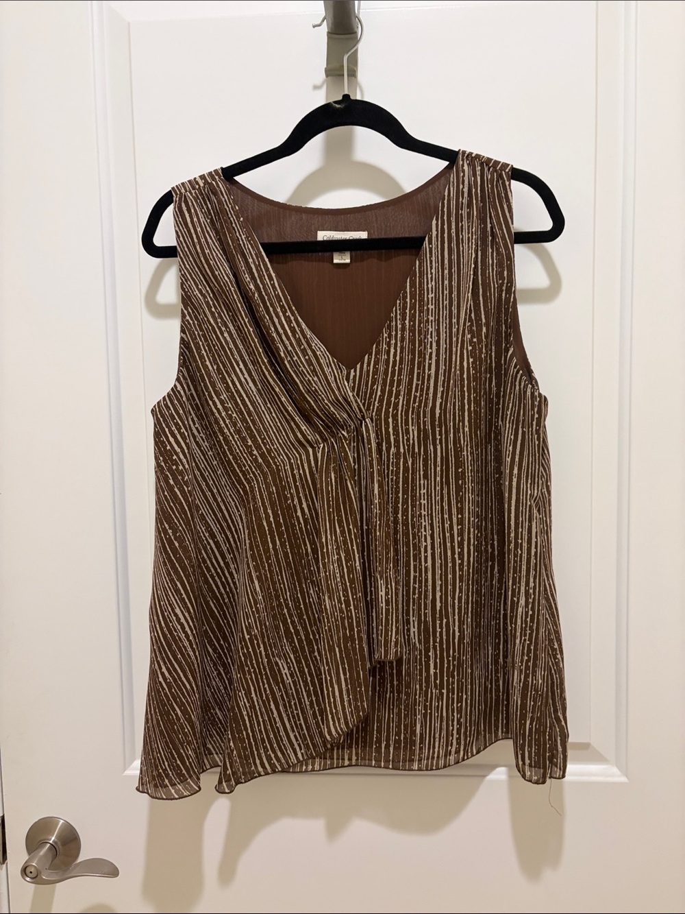 Sleeveless Brown Striped V-Neck Women's Top  Coldwater Creek